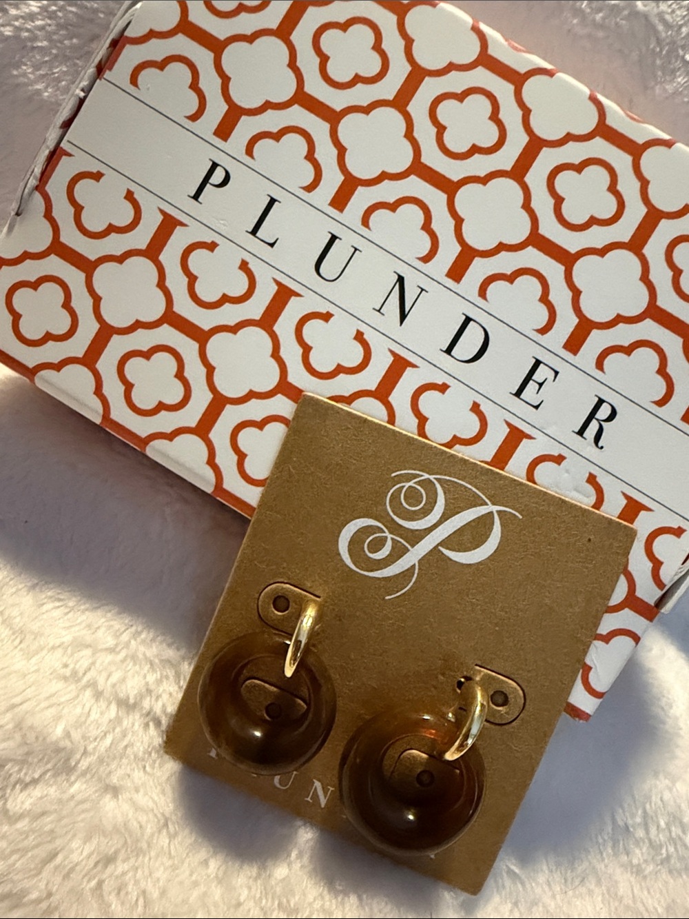 Plunder Gold and Brown Hoop Drop Earrings